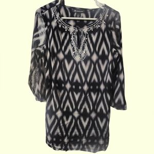 INC International Concepts Embellished Tunic Top | Size L